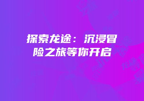 探索龙途：沉浸冒险之旅等你开启