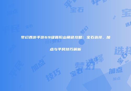 梦幻西游手游69级普陀山角色攻略：宝石选择、加点与平民技巧解析