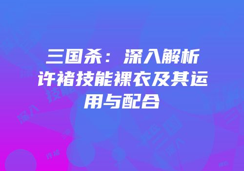 三国杀：深入解析许褚技能裸衣及其运用与配合