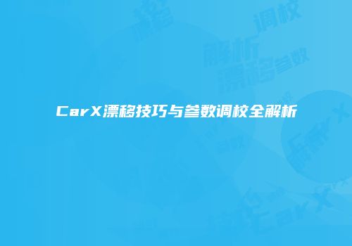 CarX漂移技巧与参数调校全解析
