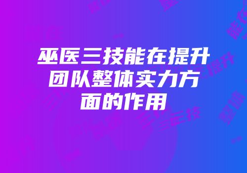 巫医三技能在提升团队整体实力方面的作用