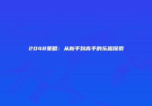2048策略：从新手到高手的乐趣探索