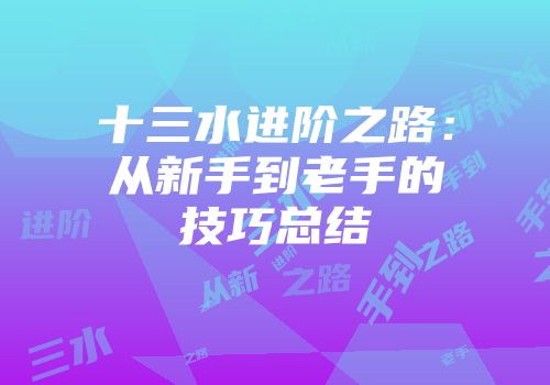 十三水进阶之路：从新手到老手的技巧总结