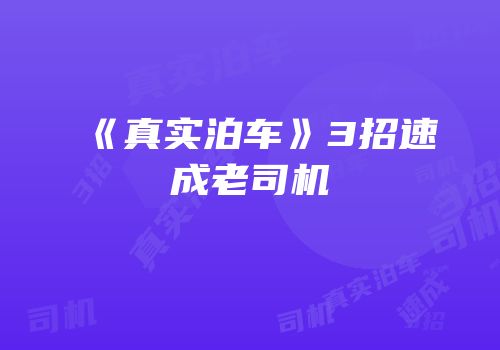 《真实泊车》3招速成老司机