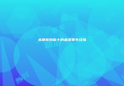 从萌新到前十的血泪赛车经验