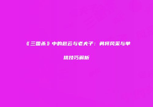 《三国杀》中的赵云与老夫子：勇将风采与单挑技巧解析