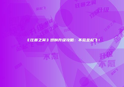 《狂暴之翼》翅膀升级攻略：不氪金起飞！