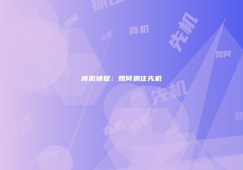 商机捕捉：如何抓住先机