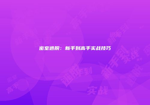 密室逃脱：新手到高手实战技巧