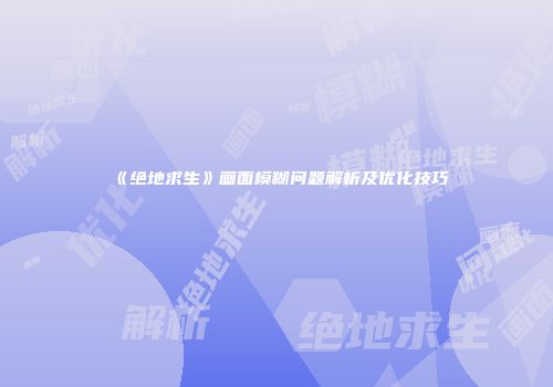 《绝地求生》画面模糊问题解析及优化技巧