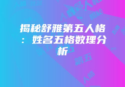 揭秘舒雅第五人格：姓名五格数理分析