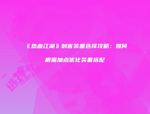 《热血江湖》刺客装备选择攻略：如何根据加点优化装备搭配