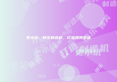 史小坑：快乐制造机，打造爆笑生活