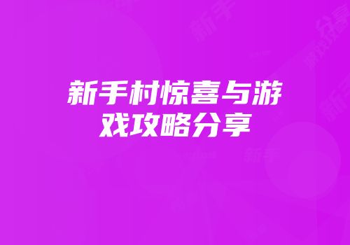 新手村惊喜与游戏攻略分享