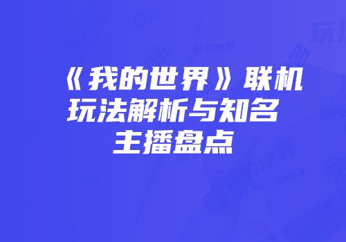 《我的世界》联机玩法解析与知名主播盘点