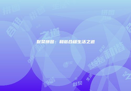 默契拼图：和谐合租生活之道