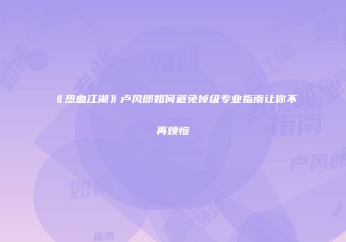 《热血江湖》卢风郎如何避免掉级专业指南让你不再烦恼