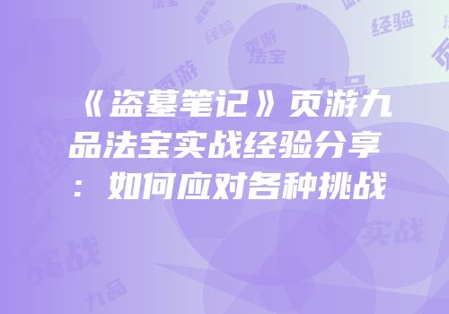 《盗墓笔记》页游九品法宝实战经验分享：如何应对各种挑战
