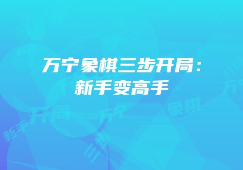 万宁象棋三步开局：新手变高手