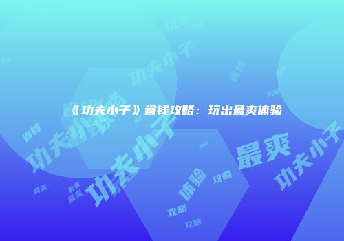 《功夫小子》省钱攻略：玩出最爽体验