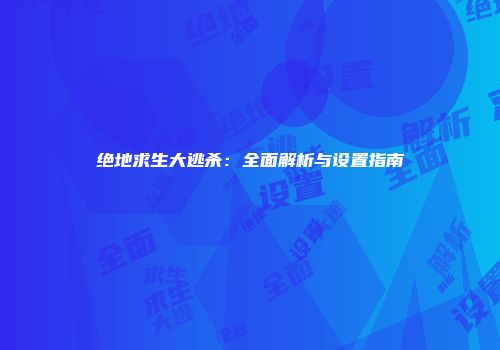 绝地求生大逃杀：全面解析与设置指南