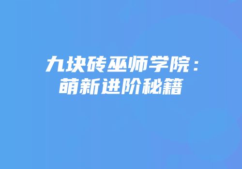 九块砖巫师学院：萌新进阶秘籍