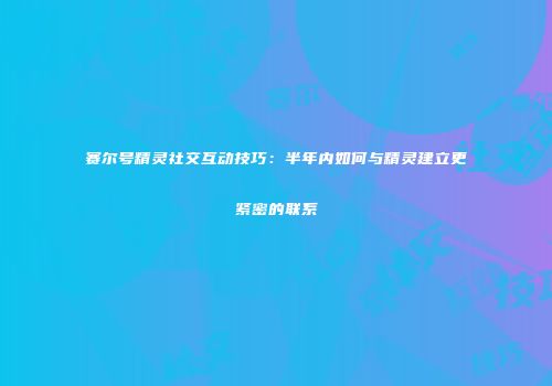 赛尔号精灵社交互动技巧：半年内如何与精灵建立更紧密的联系