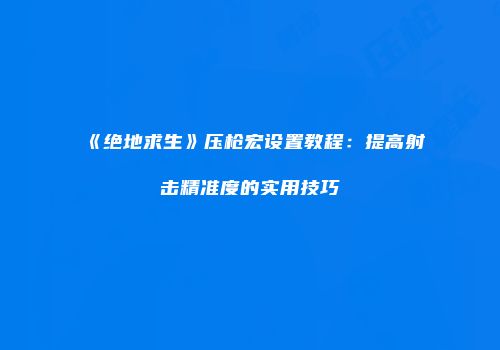 《绝地求生》压枪宏设置教程：提高射击精准度的实用技巧