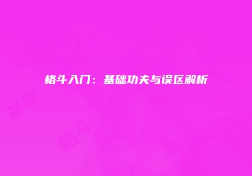格斗入门：基础功夫与误区解析