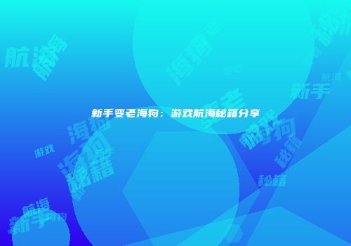 新手变老海狗：游戏航海秘籍分享