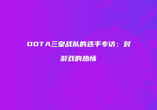 DOTA三皇战队的选手专访：对游戏的热情