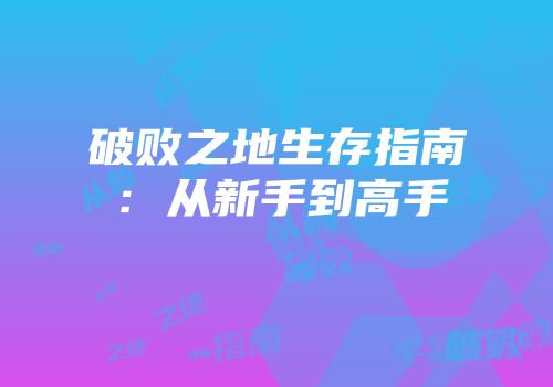 破败之地生存指南：从新手到高手