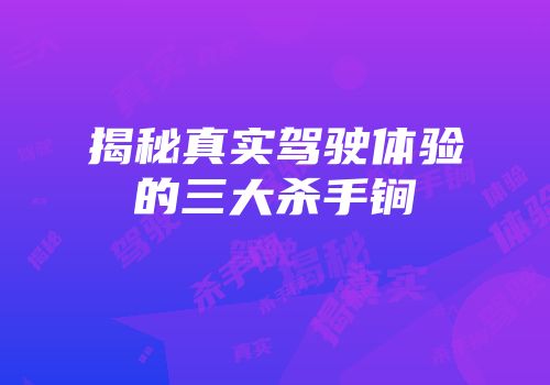 揭秘真实驾驶体验的三大杀手锏