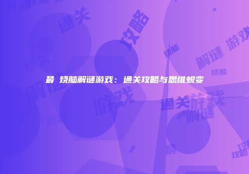 最囧烧脑解谜游戏：通关攻略与思维蜕变