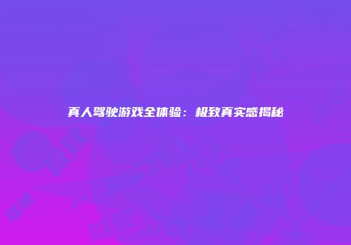 真人驾驶游戏全体验：极致真实感揭秘