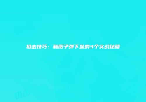 狙击技巧：驯服子弹下坠的3个实战秘籍
