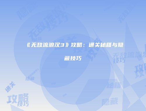 《无敌流浪汉3》攻略：通关秘籍与隐藏技巧