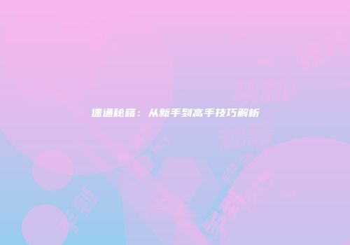 速通秘籍：从新手到高手技巧解析