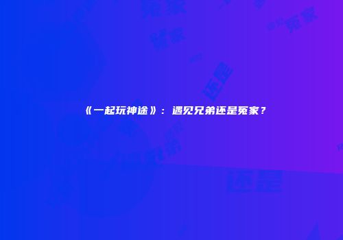 《一起玩神途》：遇见兄弟还是冤家？