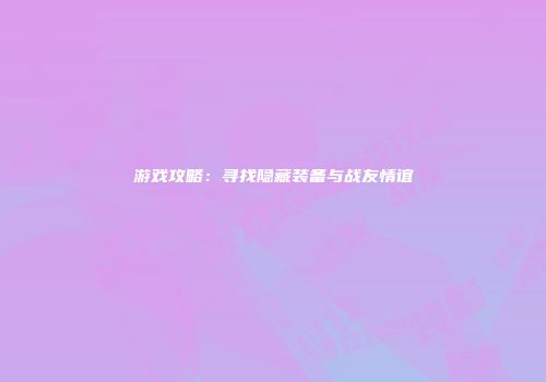游戏攻略：寻找隐藏装备与战友情谊