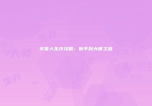 火柴人生存攻略：新手到大师之路
