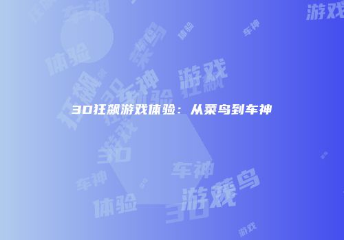 3D狂飙游戏体验：从菜鸟到车神