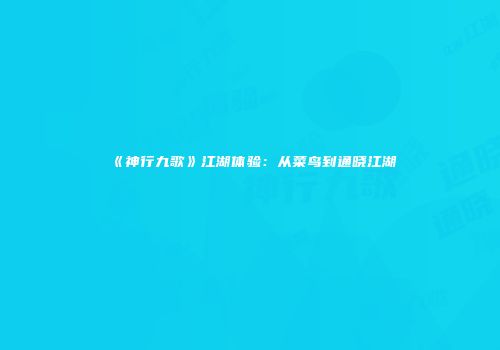 《神行九歌》江湖体验：从菜鸟到通晓江湖