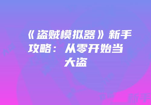 《盗贼模拟器》新手攻略：从零开始当大盗