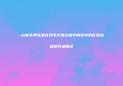 -分析不同玩家在羽毛升级过程中的效率对比找出最优升级路径