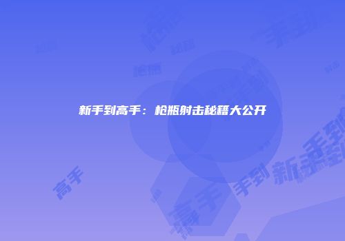 新手到高手：枪瓶射击秘籍大公开