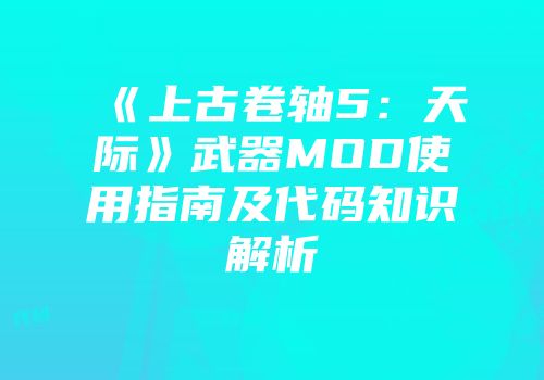 《上古卷轴5：天际》武器MOD使用指南及代码知识解析