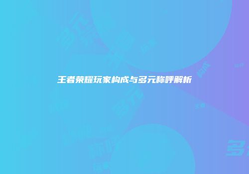 王者荣耀玩家构成与多元称呼解析