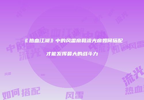 《热血江湖》中的风雷扇和流光扇如何搭配才能发挥最大的战斗力