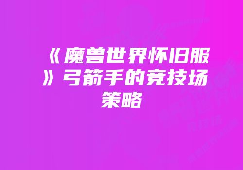 《魔兽世界怀旧服》弓箭手的竞技场策略